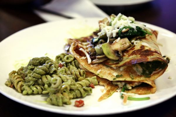 One of the most popular dishes at Le Moose Crepe Cafe. Chicken Pesto