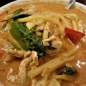 Red Thai hot curry. Good with all meat.